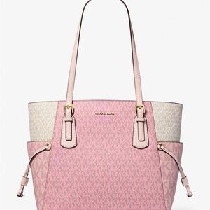 Michael Kors Pink and Cream Large Signature Tote